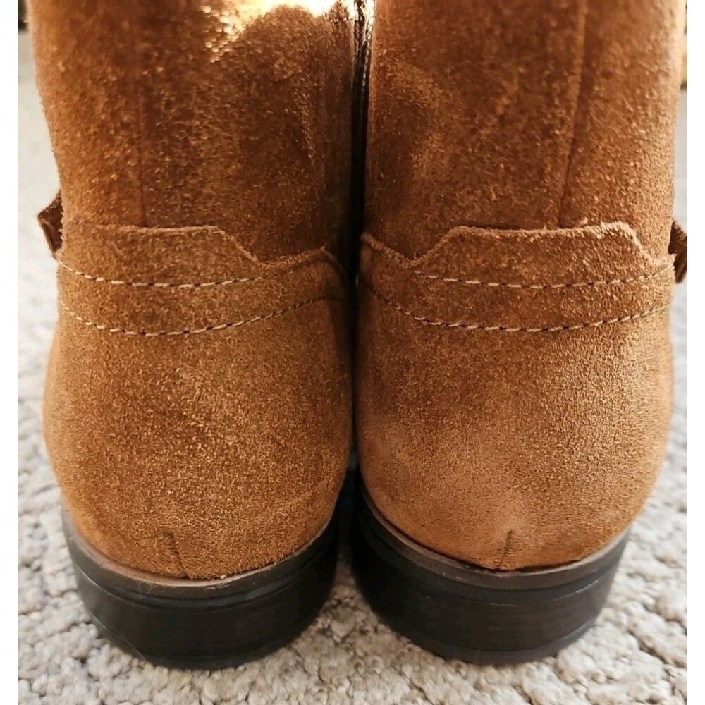 Clarks Trish Brown Strap Suede Chelsea Ankle Boots Sz 9 M NEW - Picture 2 of 9